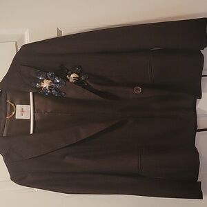 Vintage Moschino Brown Blazer with Gold and Blue Embellishments